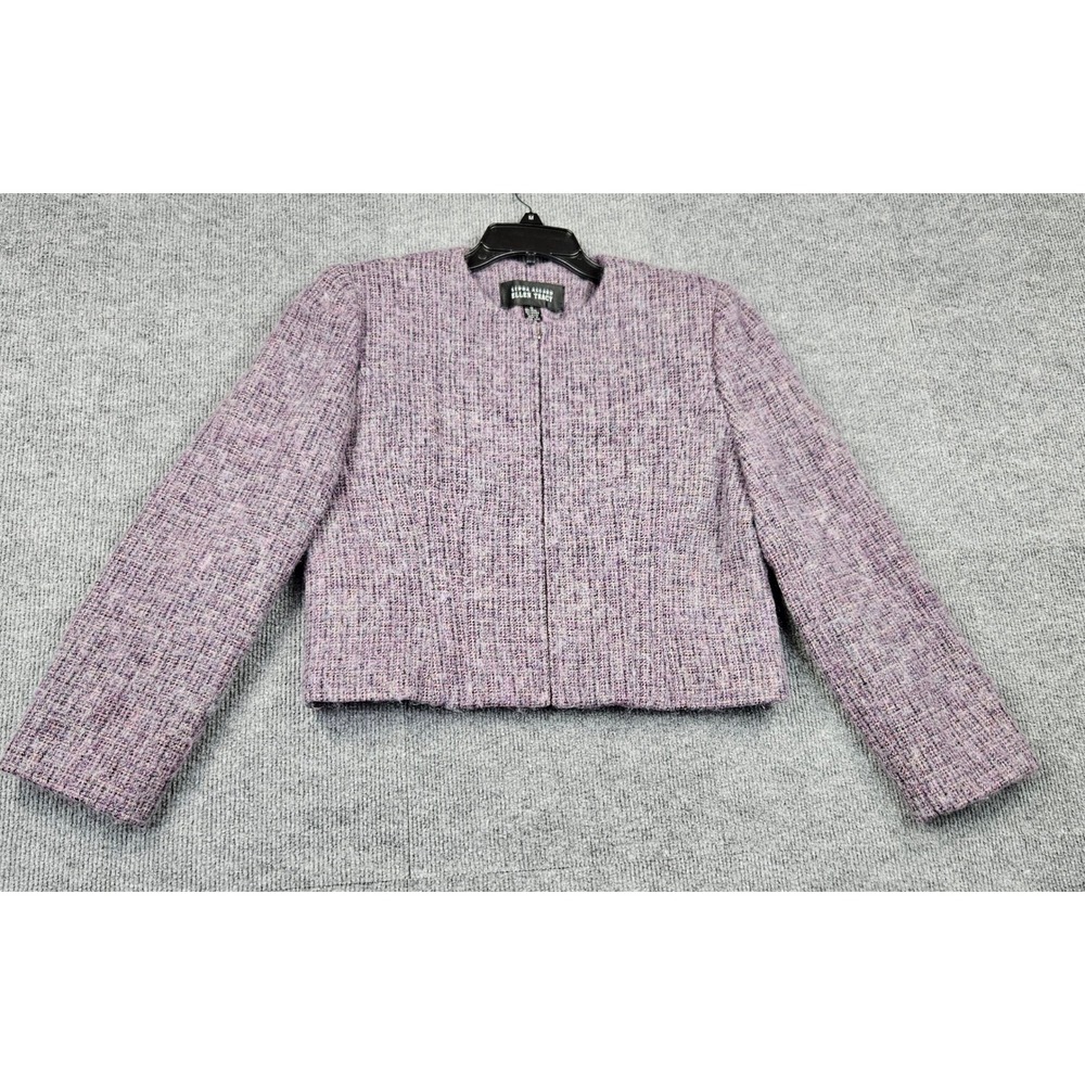 Linda Allard Ellen Tracy Purple Mohair Wool Cropped Blazer Sz 12 Skirt Sz 10